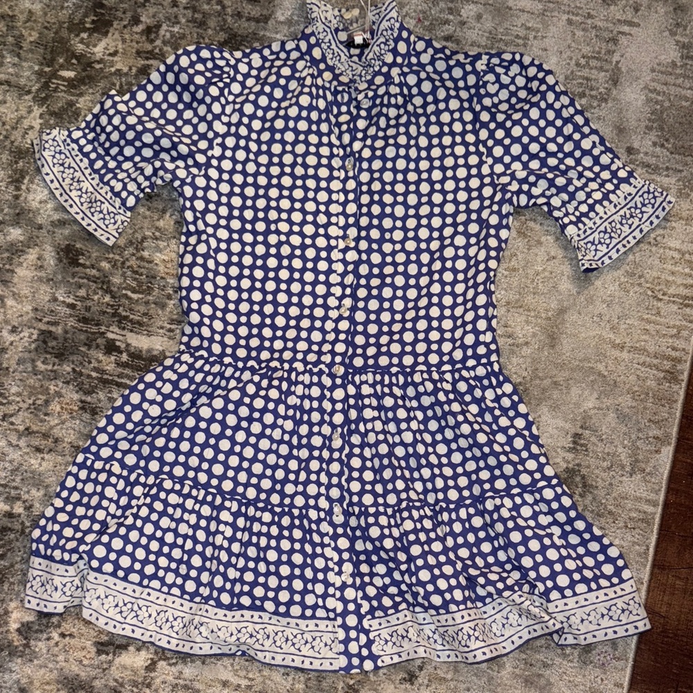 Blue and White Polka Dot Dress